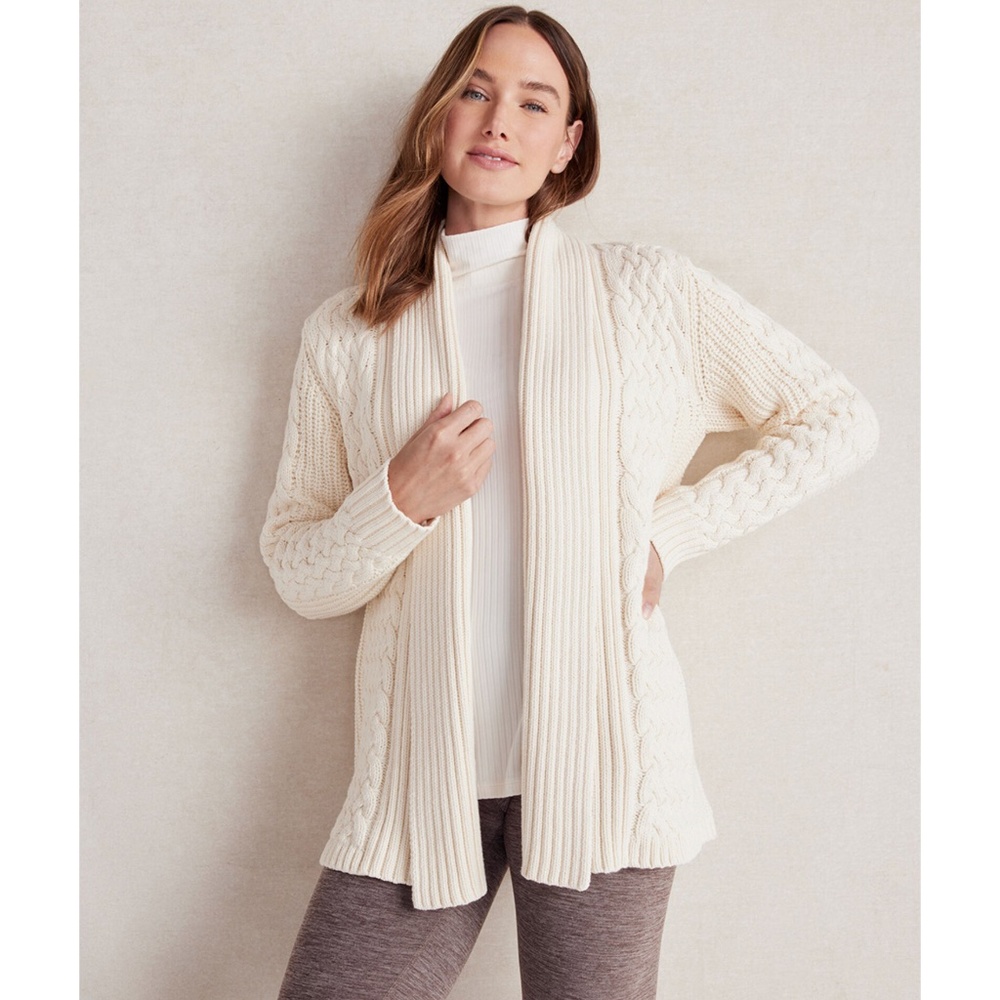 Haven Well Within Cable Knit Flyaway Cardigan Cotton Blend XXL